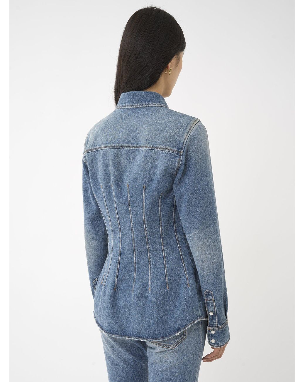 Chloé Blue Chloé Corset Detailed Western Shirt