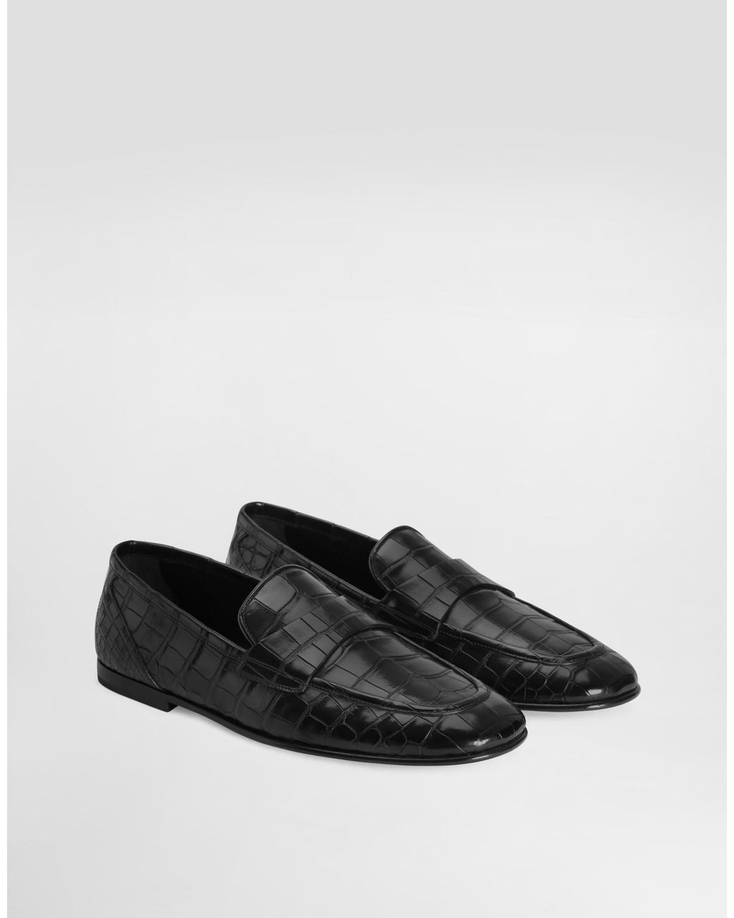 Dolce & Gabbana Black Alligator-Leather Slippers for men