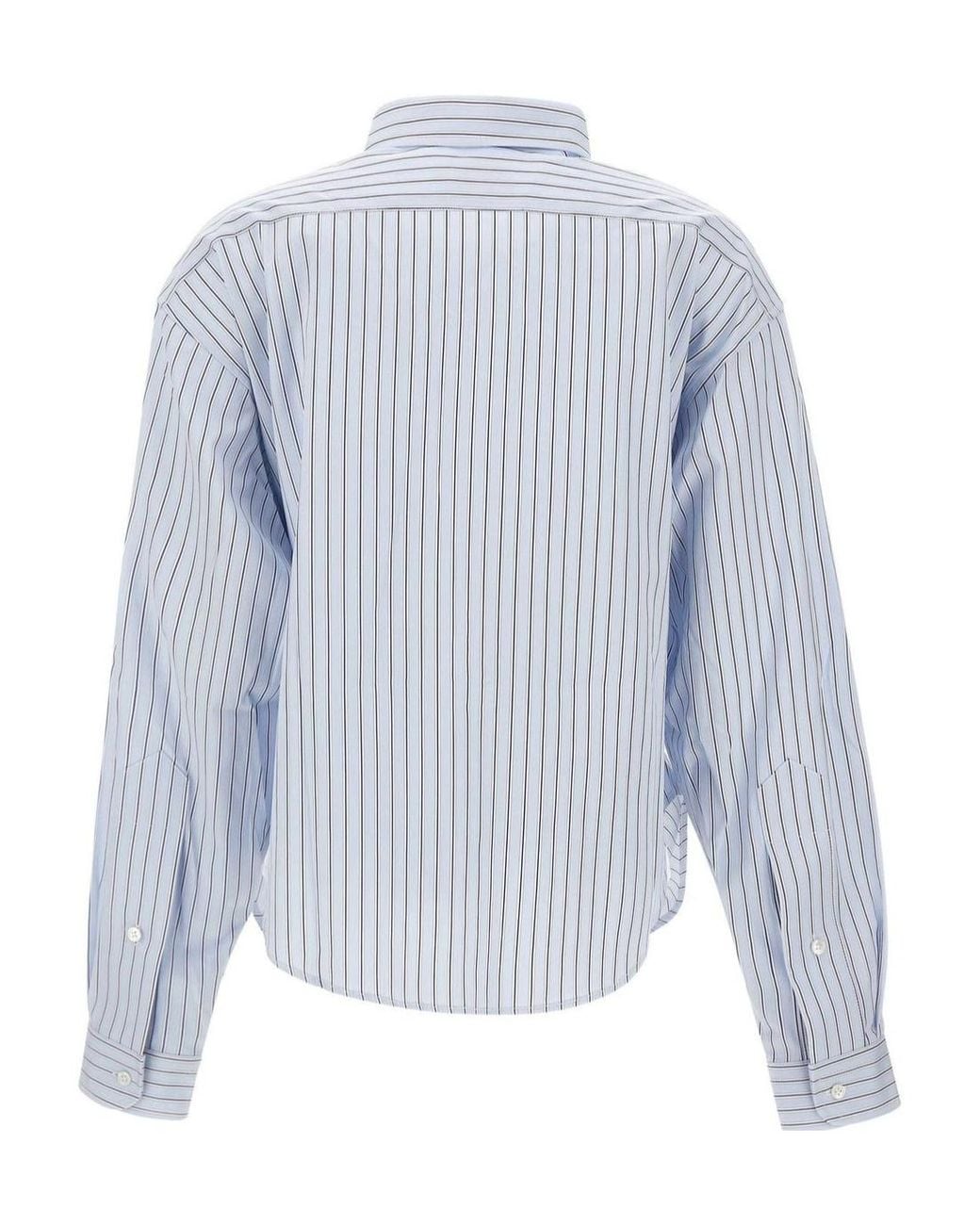 VAQUERA Blue Belted Cut-Out Stripe Shirt