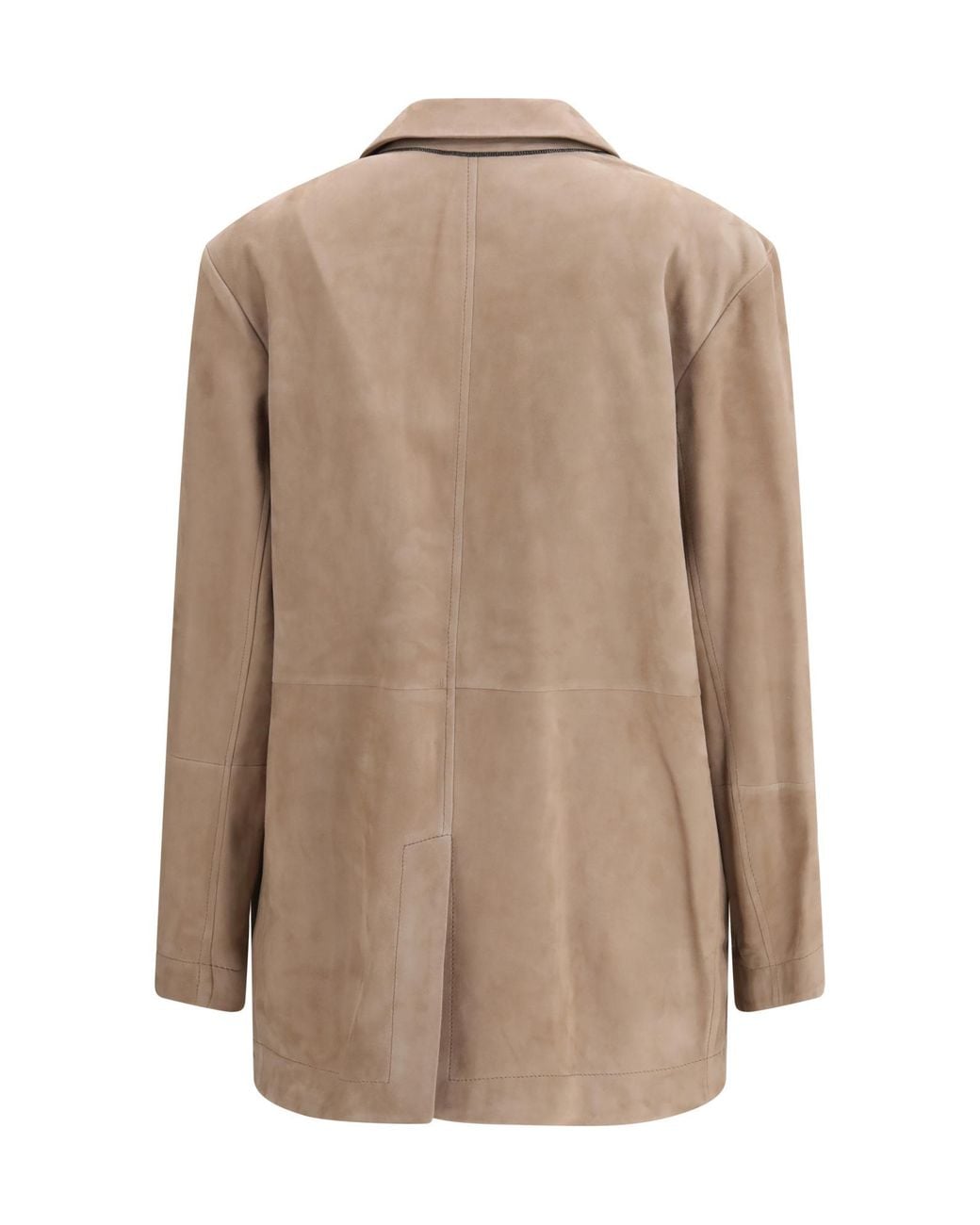 Brunello Cucinelli Brown Suede Jacket With Monile