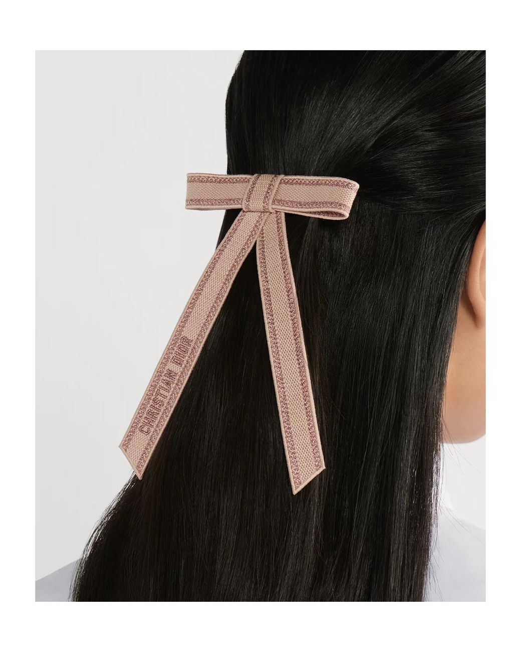 Dior White Christian Embroidered Twist Bow