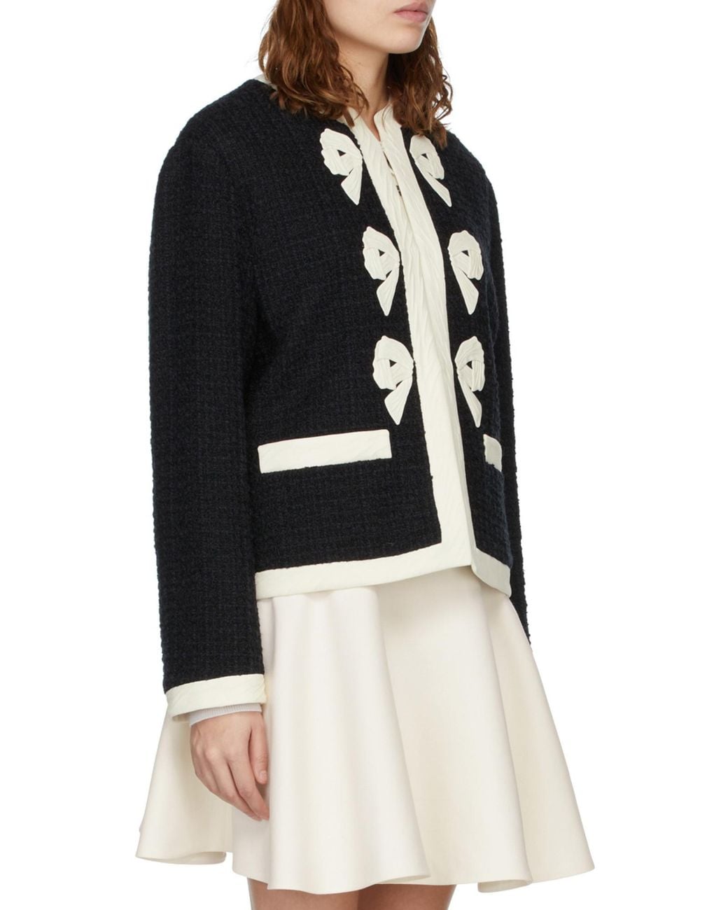 Valentino Black Bow-Detail Tweed Jacket
