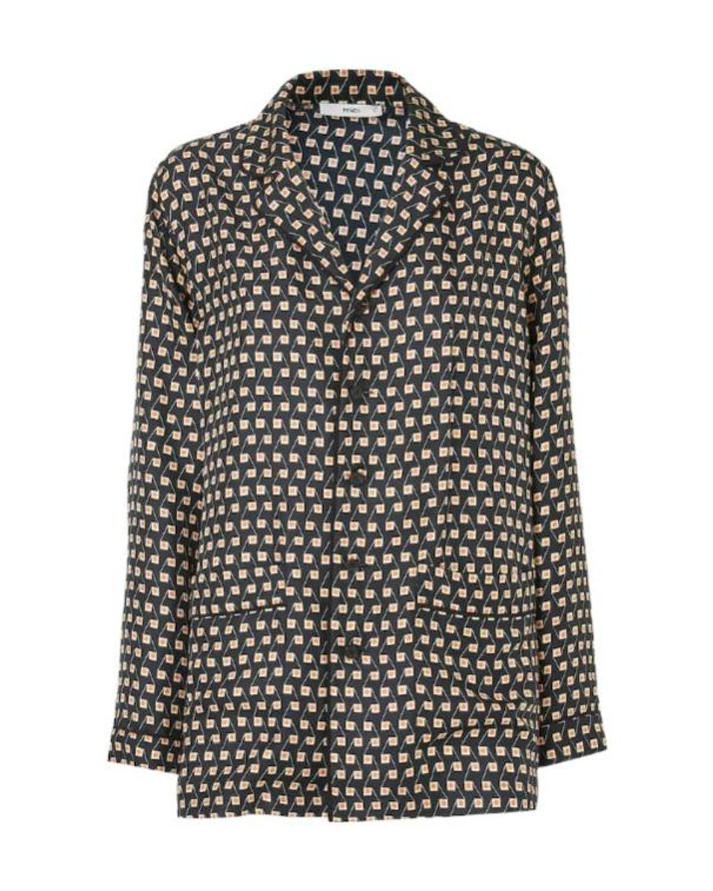 Fendi Black Printed Silk Shirt