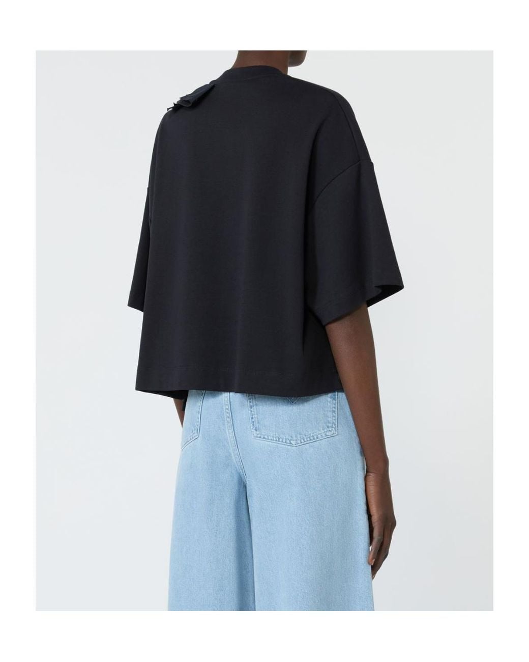 Max Mara Blue Frilly Jersey T-Shirt