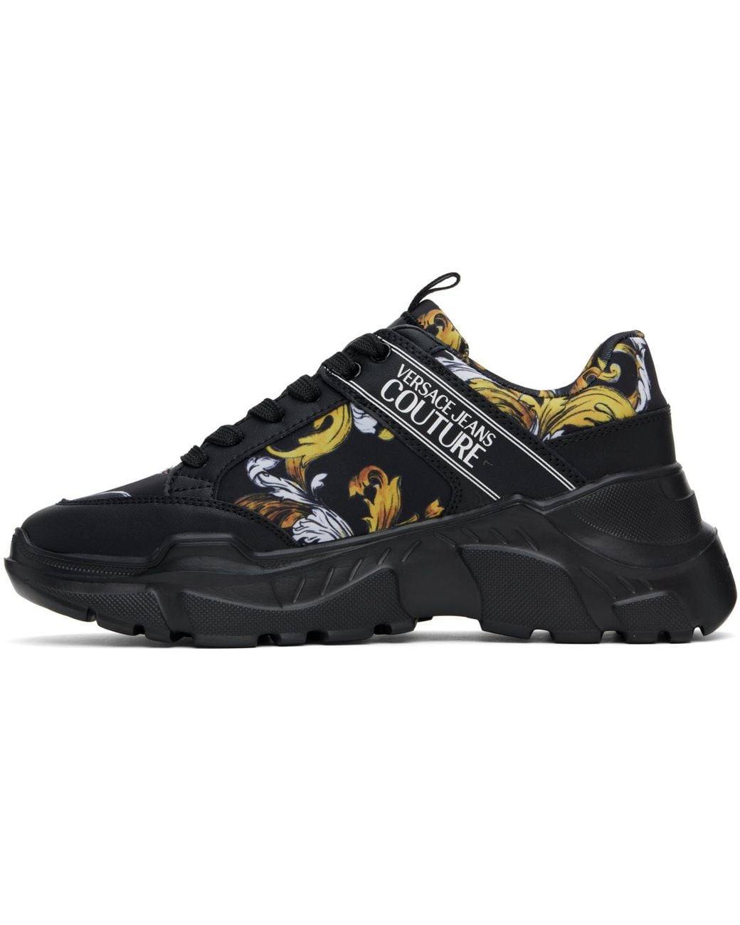 Versace Jeans Black Couture Baroque Print Sneakers for men