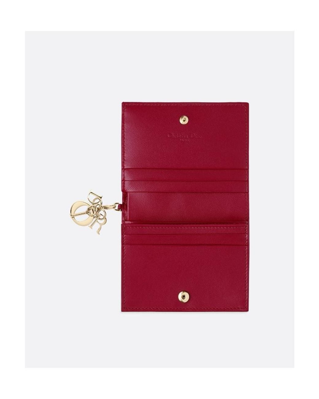 Dior Red Mini Lady Gardenia Wallet