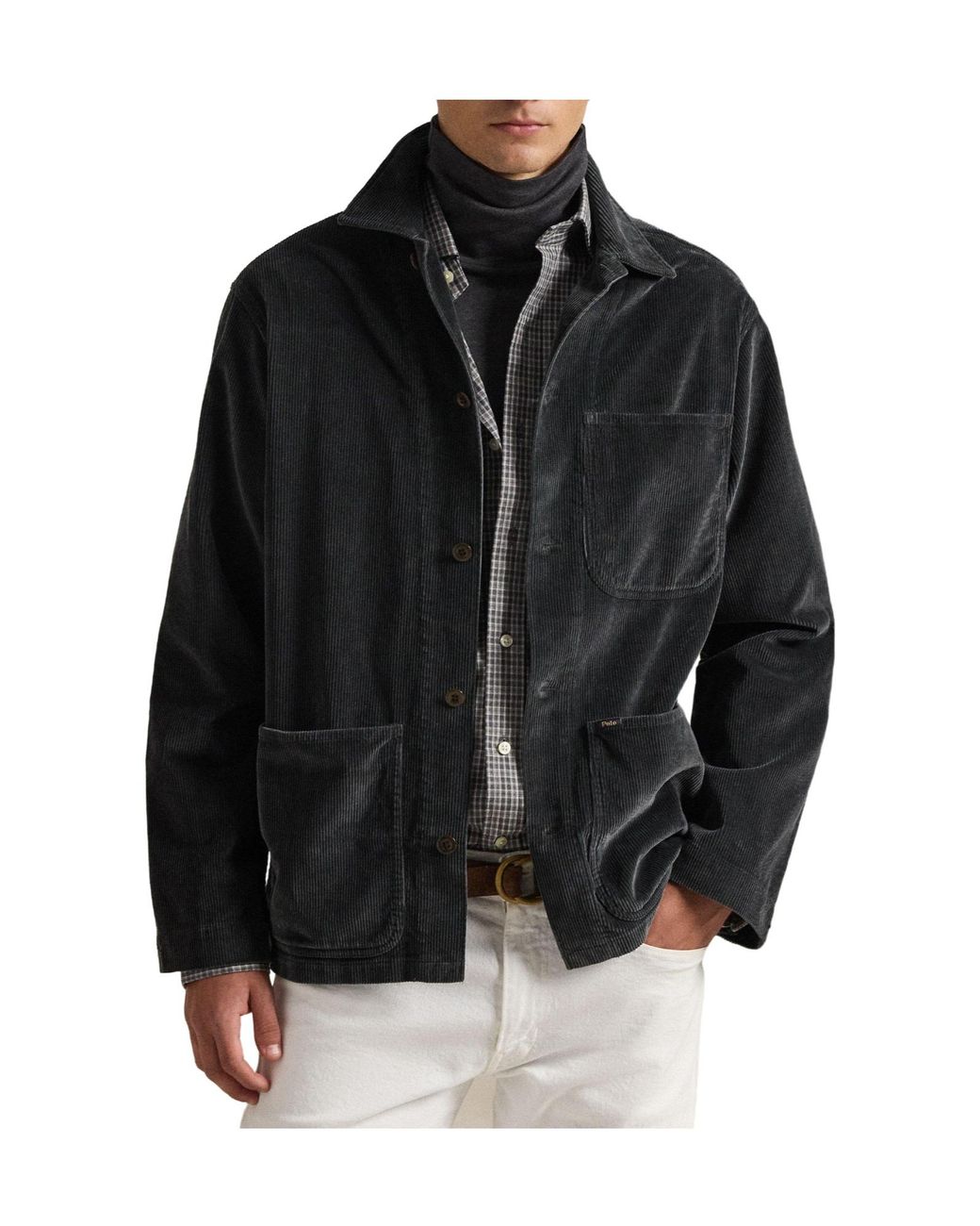 Polo Ralph Lauren Black Corduroy Lapel Workwear Jacket for men