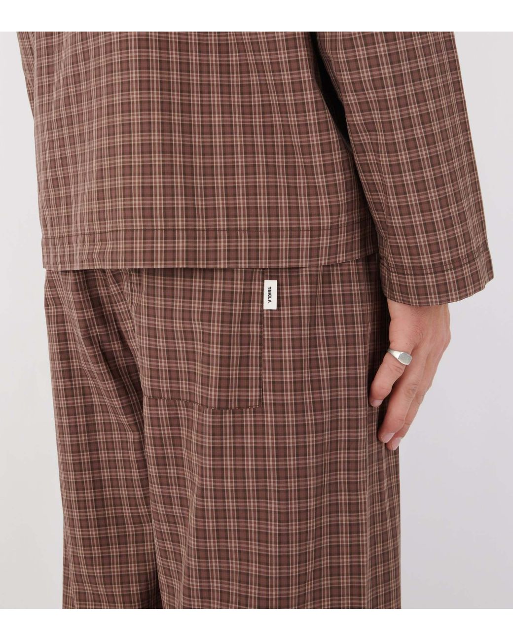 Tekla Brown Plaid Pajama Pants for men