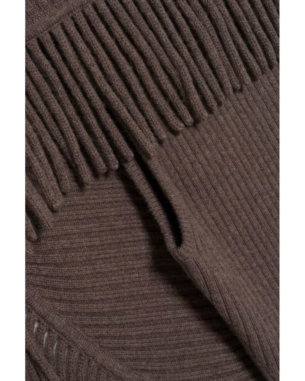 Jonathan Simkhai Brown Fringe-Trim Ribbed-Knit Dress