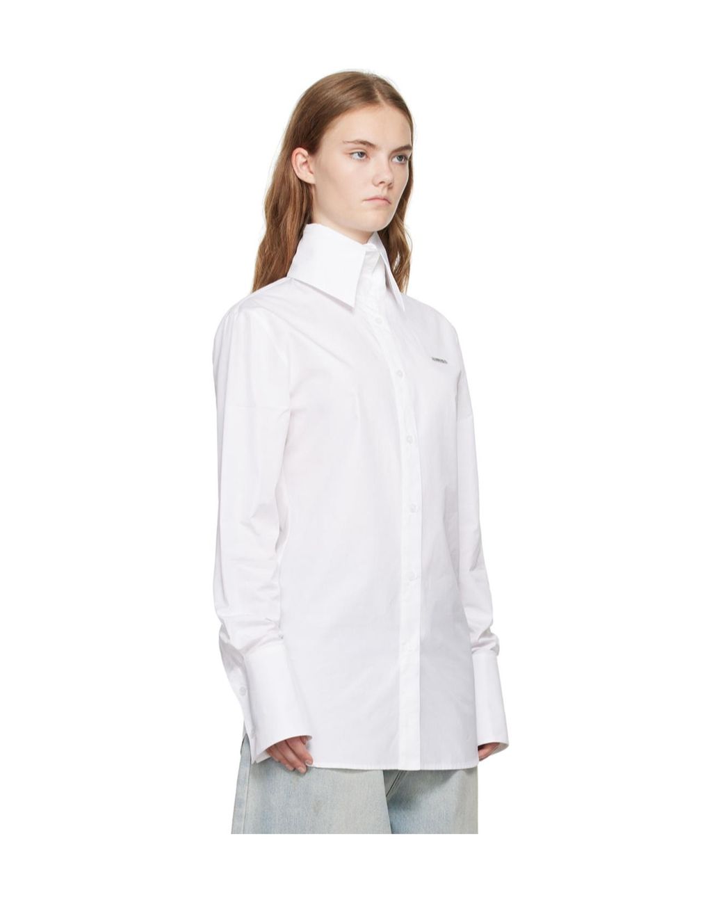 we11done White High-Neck Collar Shirt