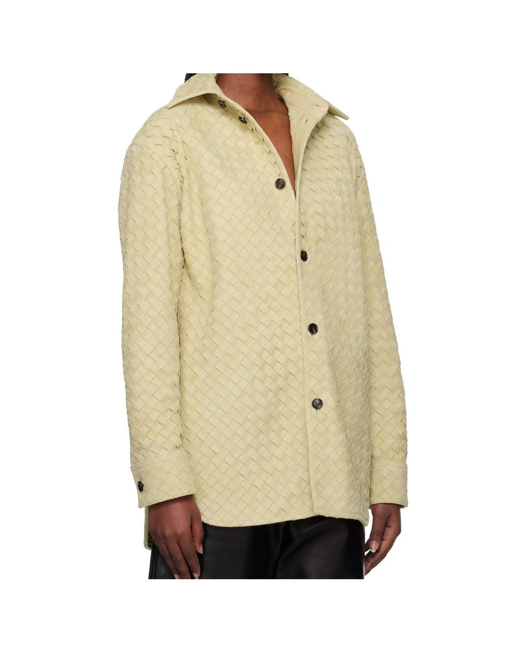 Bottega Veneta Natural Long-Sleeved Leather Shirt
