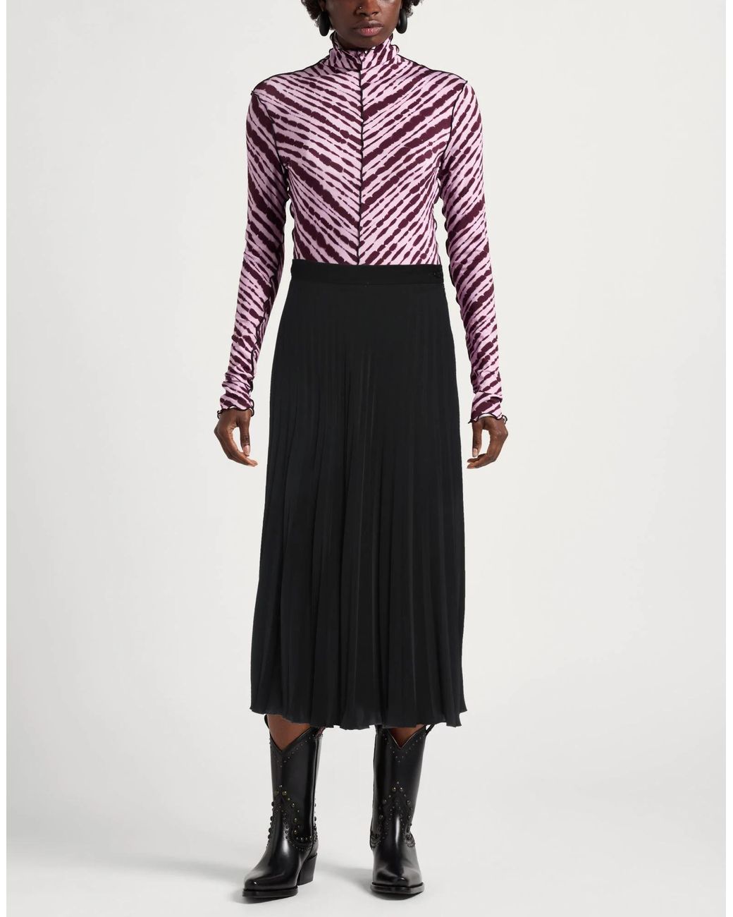 MM6 by Maison Margiela Black Solid Color Pleated Skirt