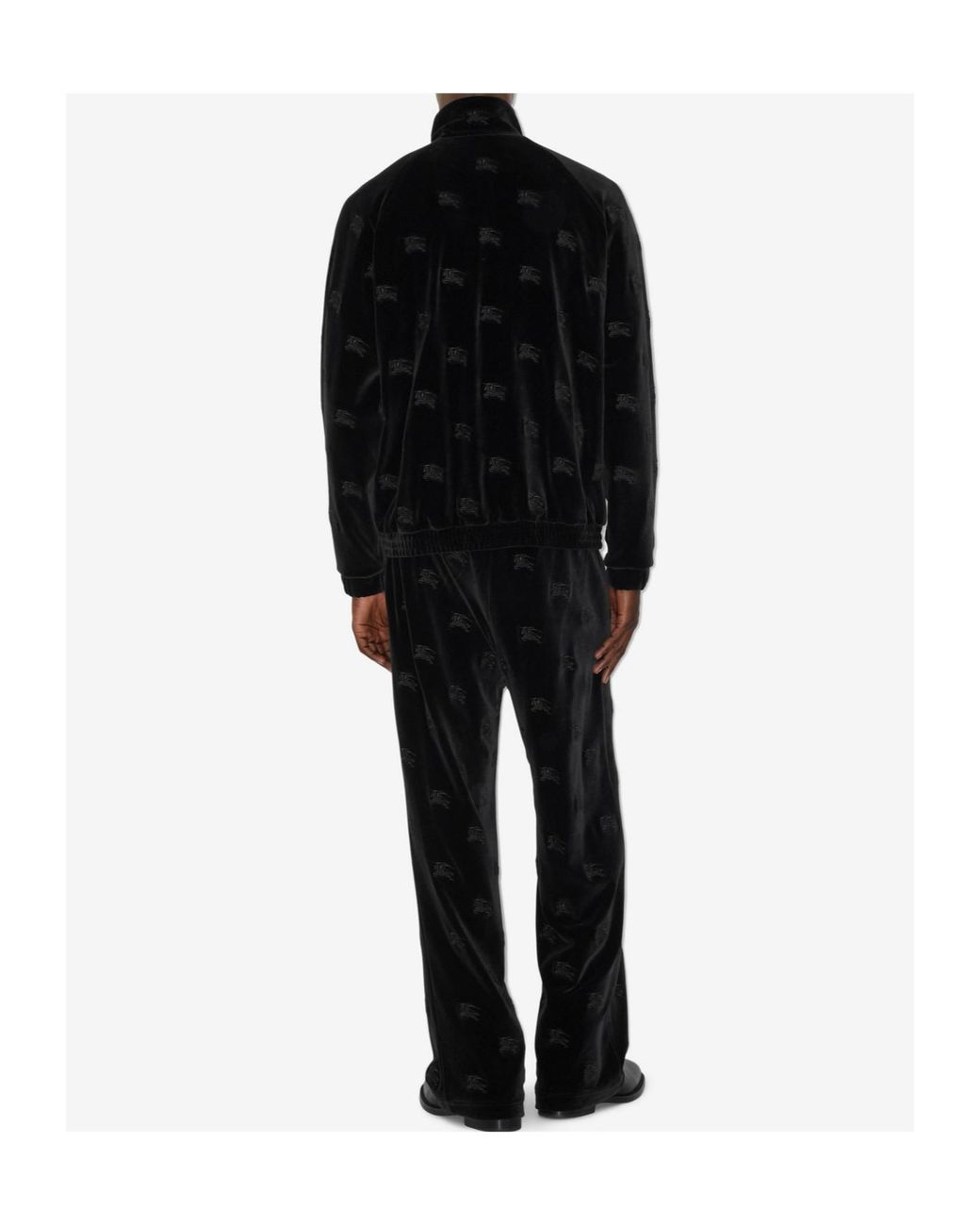 Burberry Black Ekd Velvet-Finished High-Neck Zipped Sweatshirt for men