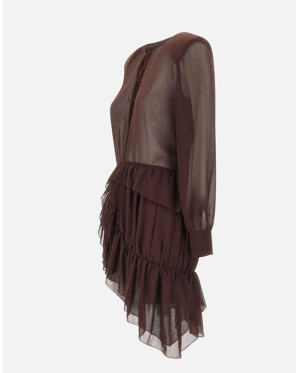 JACQUES WEI Brown Ruffled Dress
