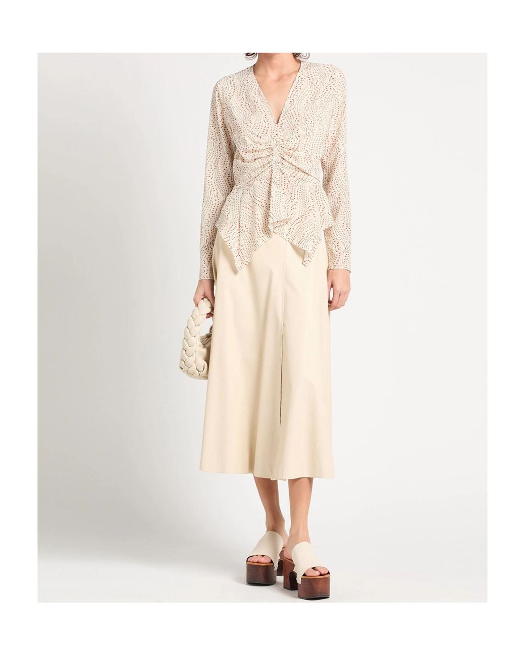 Isabel Marant Natural Long Sleeve V-Neck Blouse