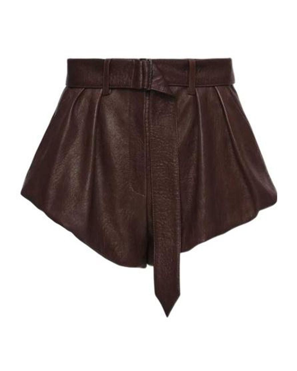 Magda Butrym Brown Flared Leather Shorts