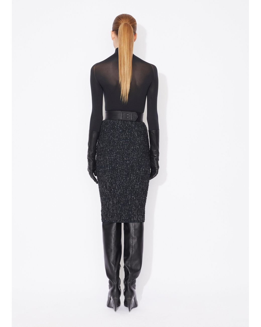 Alaïa Blue Alaïa Embossed Pencil Skirt
