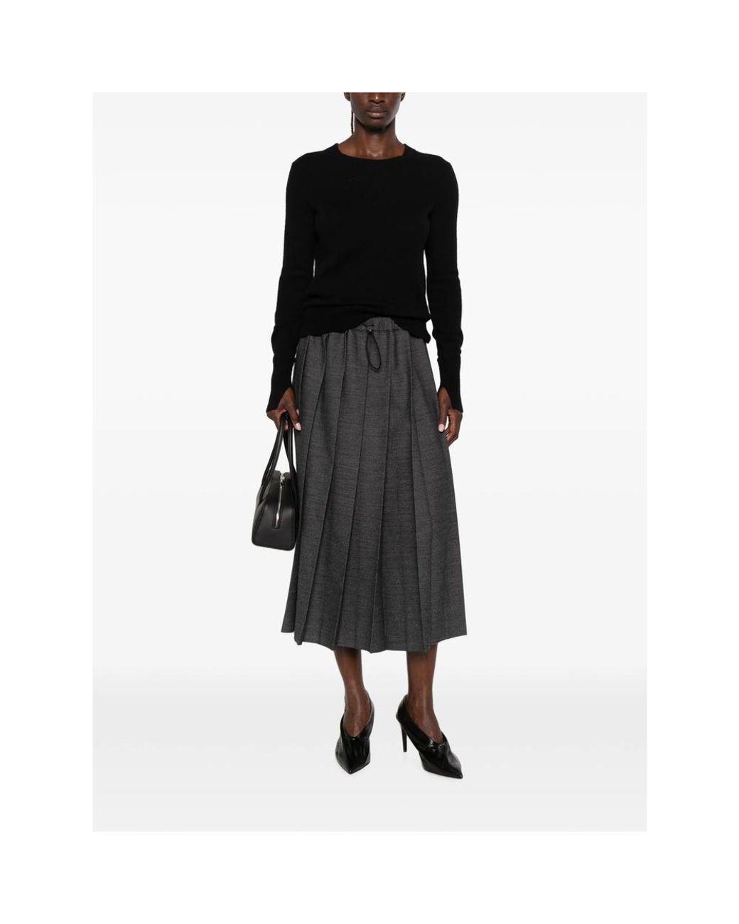 Fabiana Filippi Gray Pleated Midi Skirt