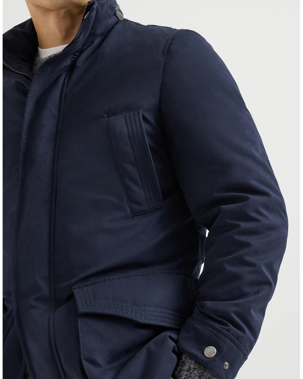 Brunello Cucinelli Blue Water-Resistant Microfiber Parka With Thermore Padding And Packable Hood for men