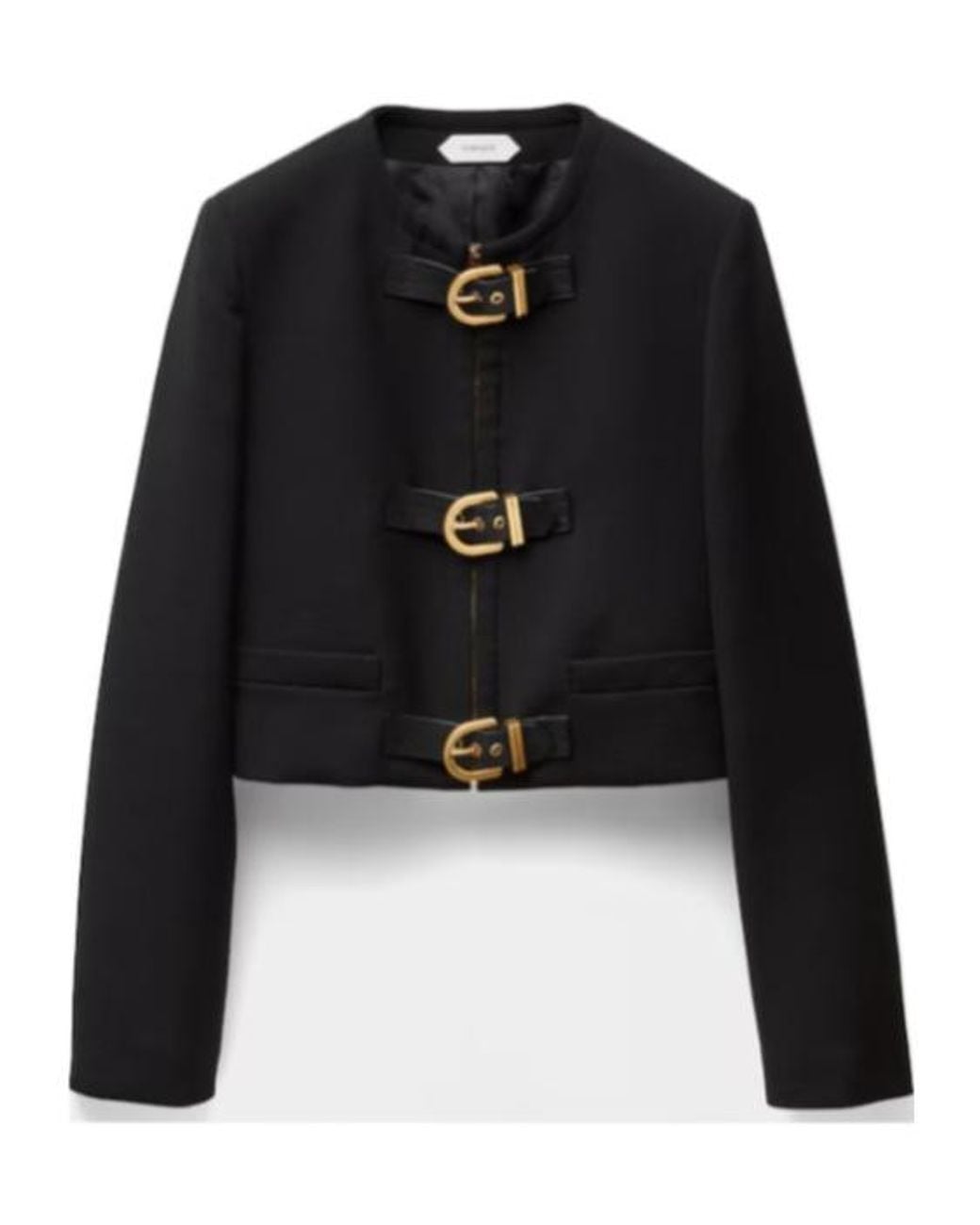 Versace Black Crewneck Buckle-Fastened Jacket