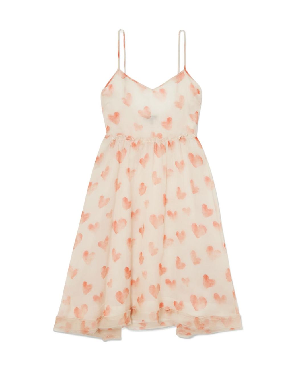 R13 Natural Ruffled Printed Silk-Chiffon Mini Dress