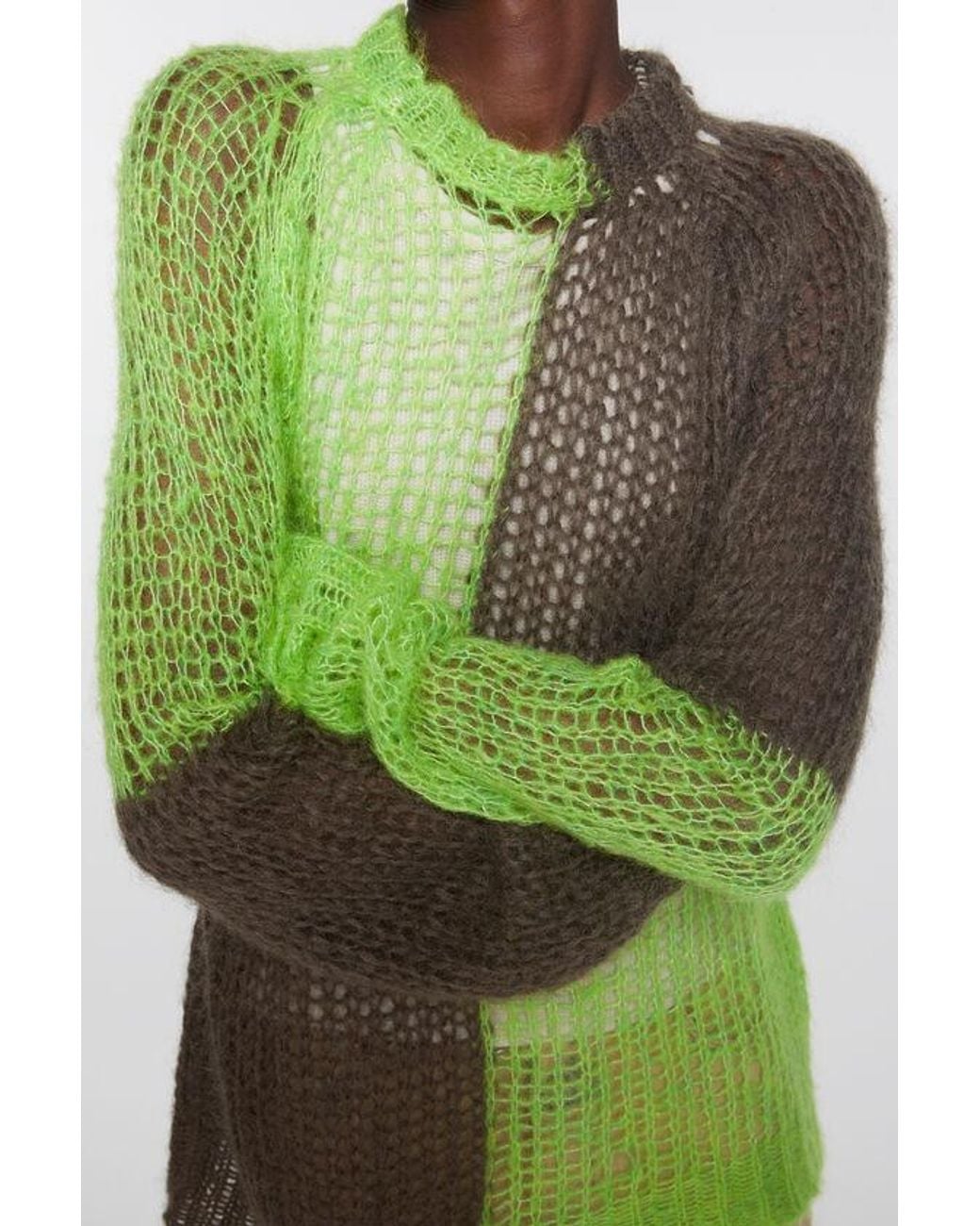 Acne Green Colour-Block Knit Sweater