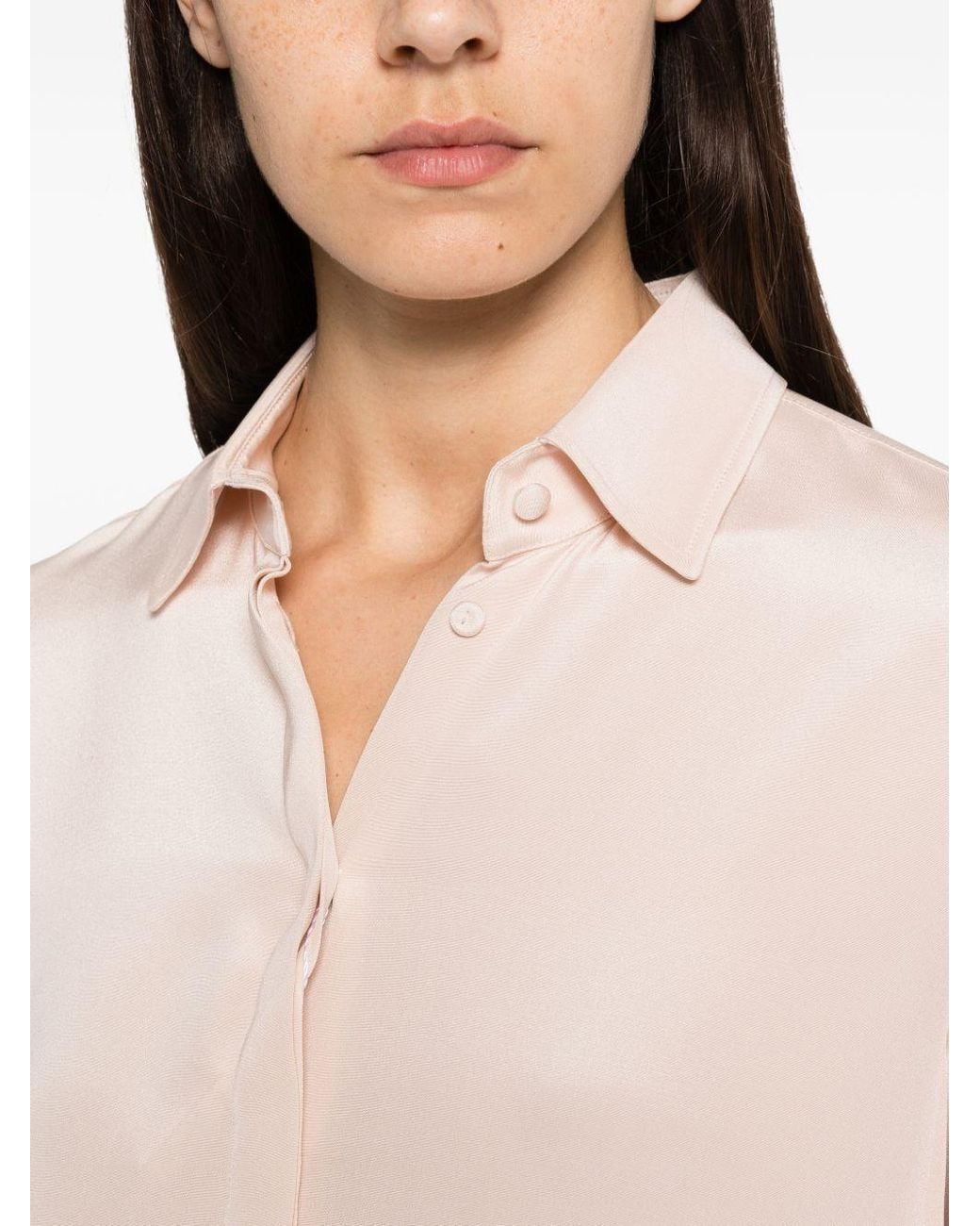Max Mara Pink Concealed Placket Long Sleeve Top