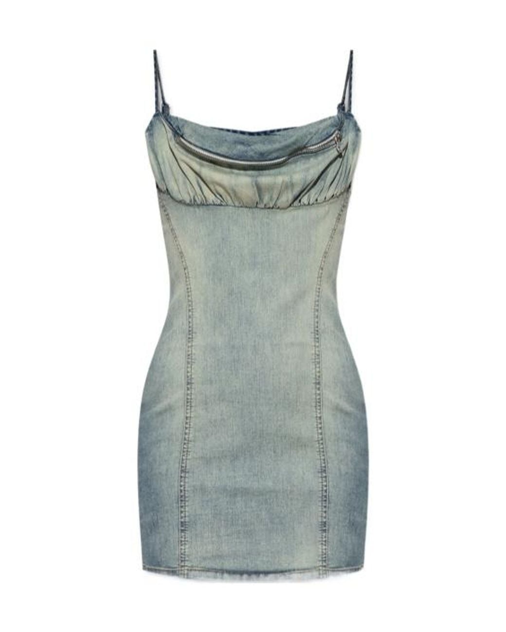 DIESEL Green De-Ellit- Zip-Detailed Denim Dress