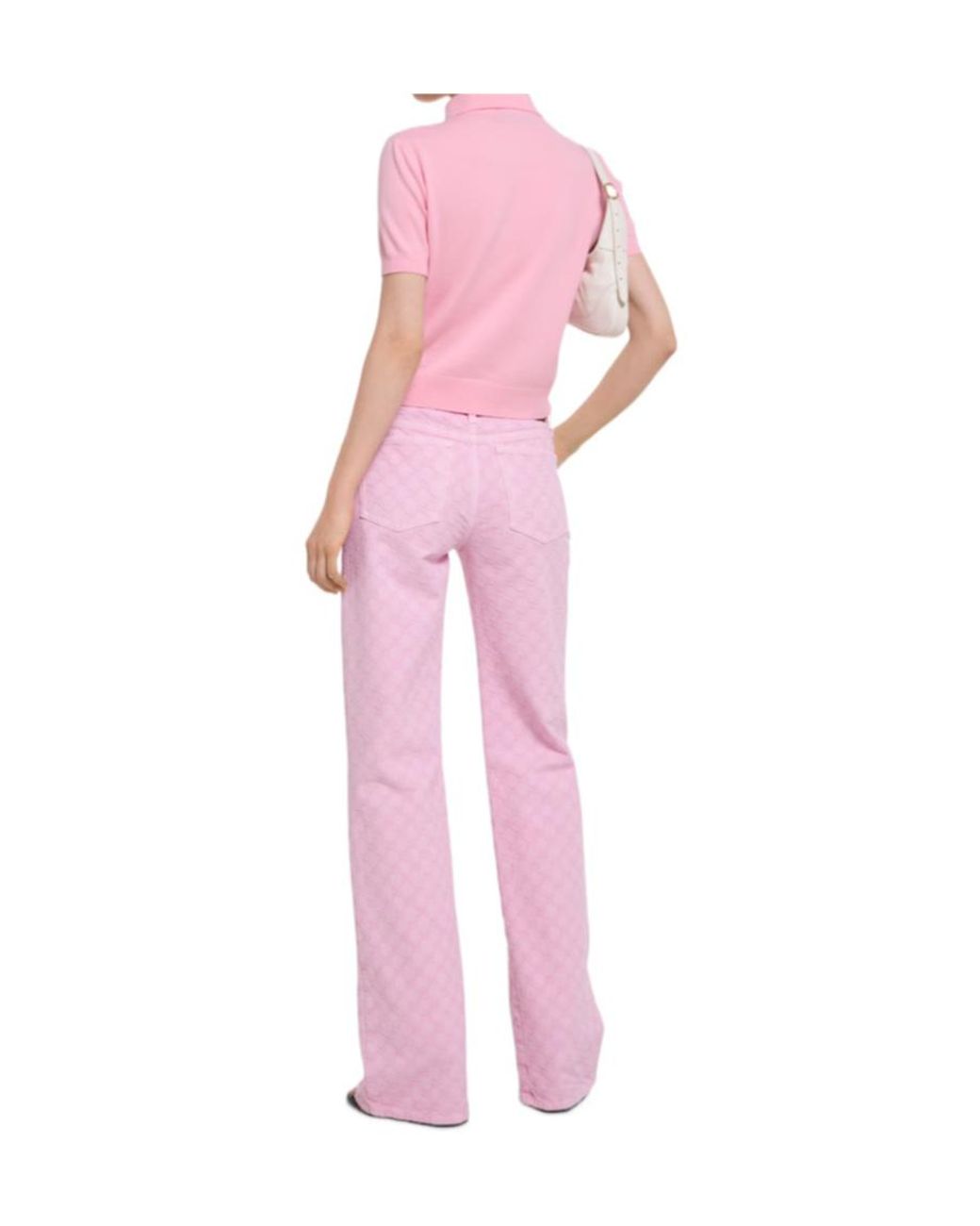 Gucci Pink Knit Wool Polo Shirt With Embroidery