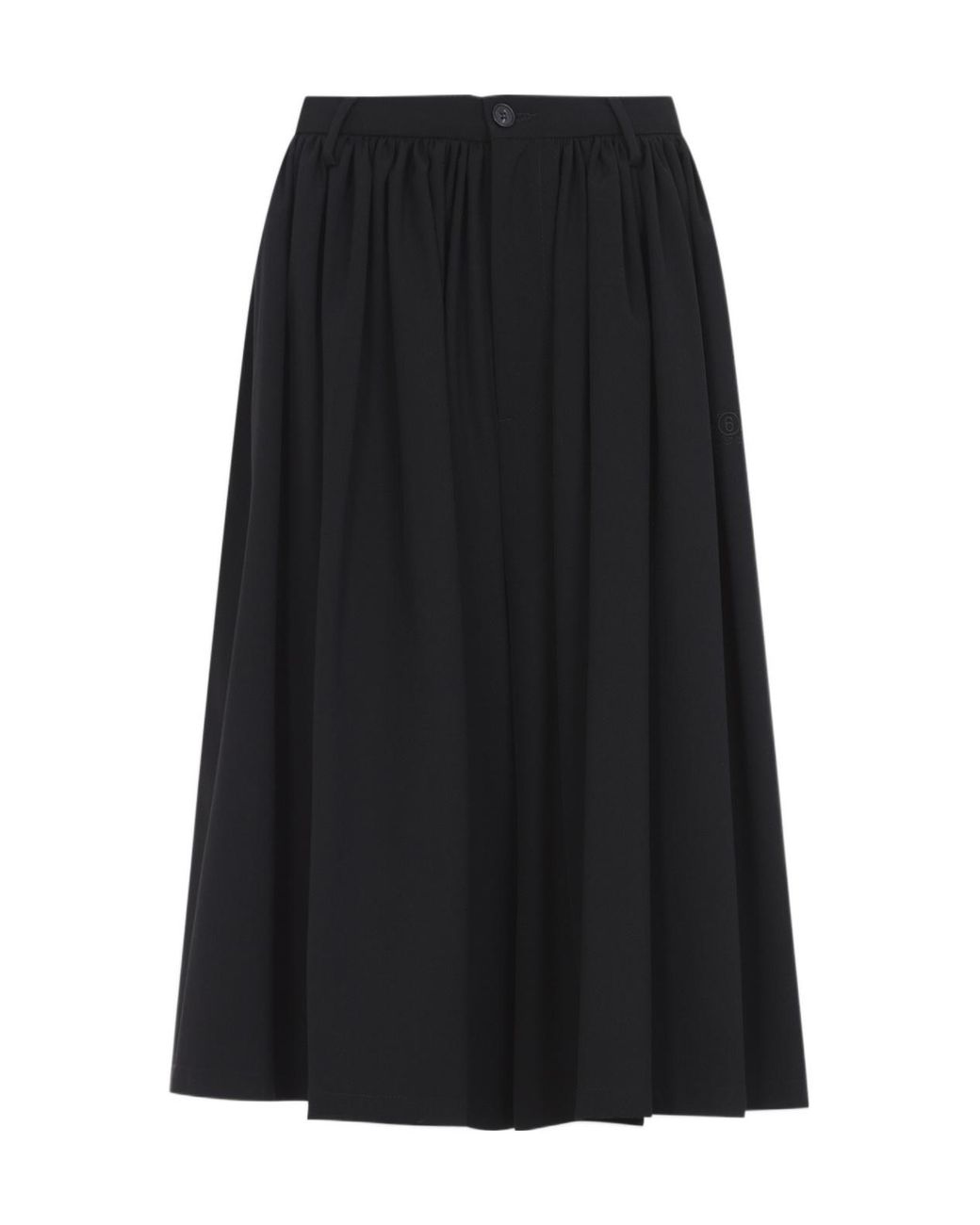 MM6 by Maison Margiela Black Gathered Wide Leg Shorts