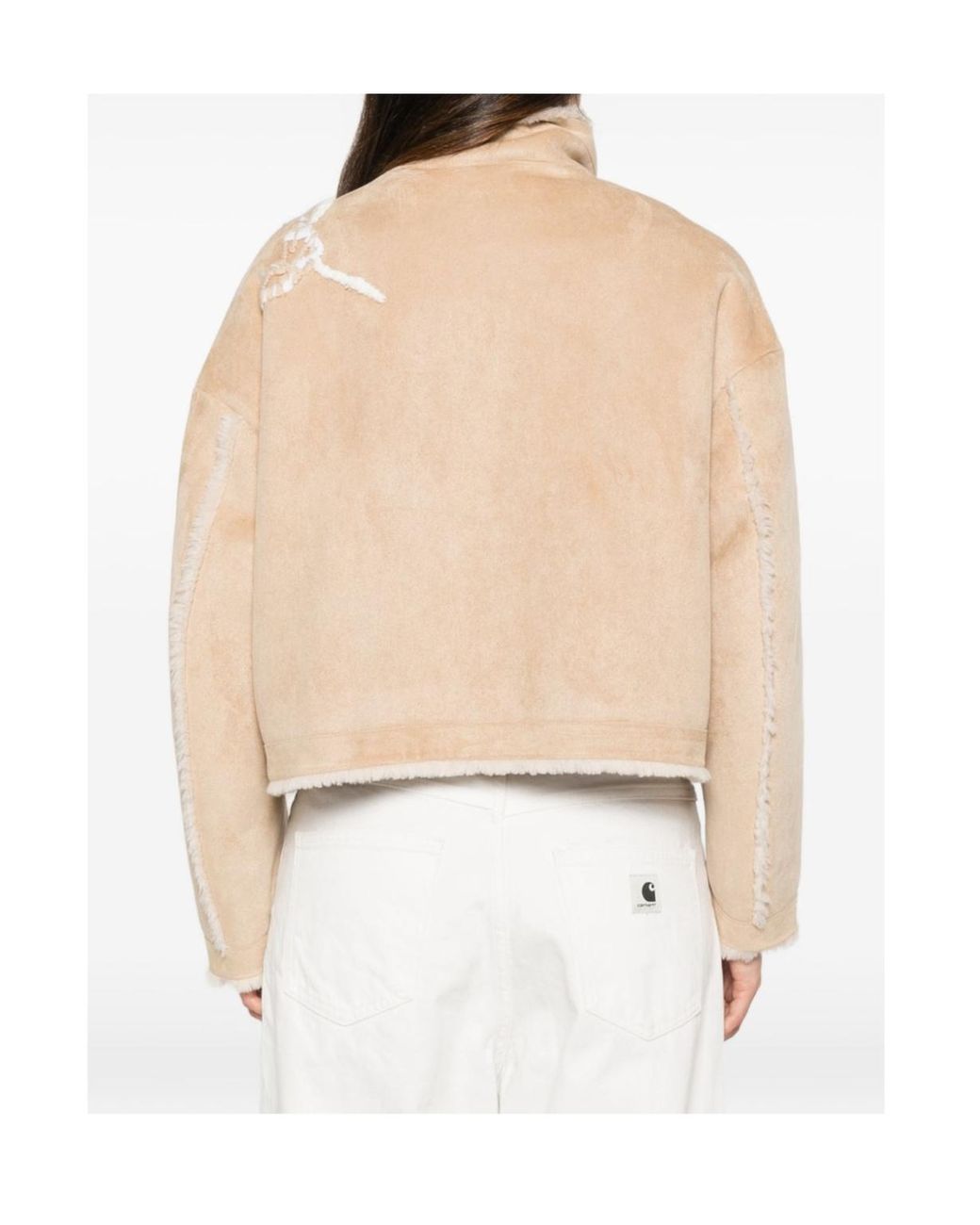 ERMANNO FIRENZE Natural Stand-Collar Zip-Up Casual Jacket