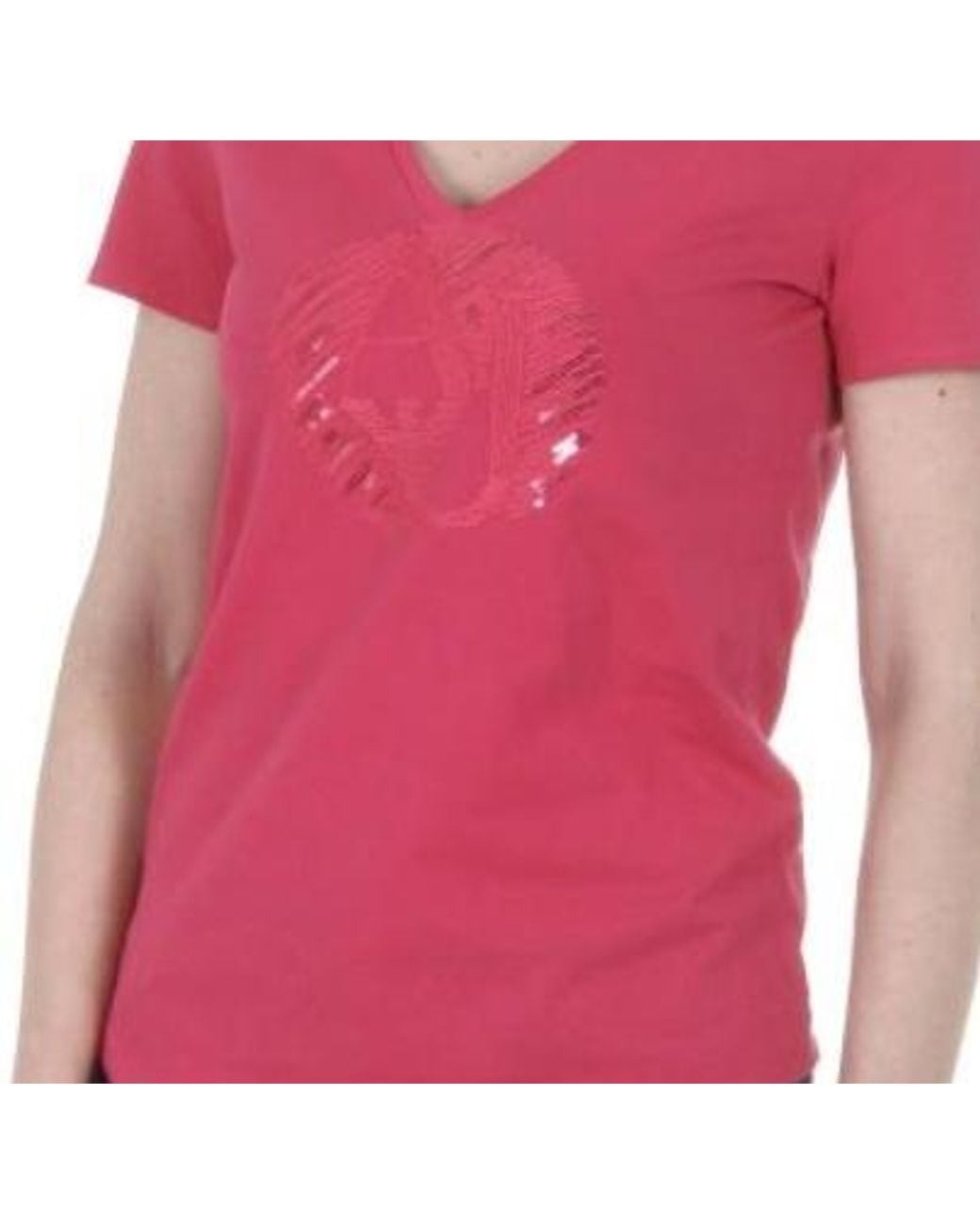 Armani Jeans Pink Small V-Collar T-Shirt