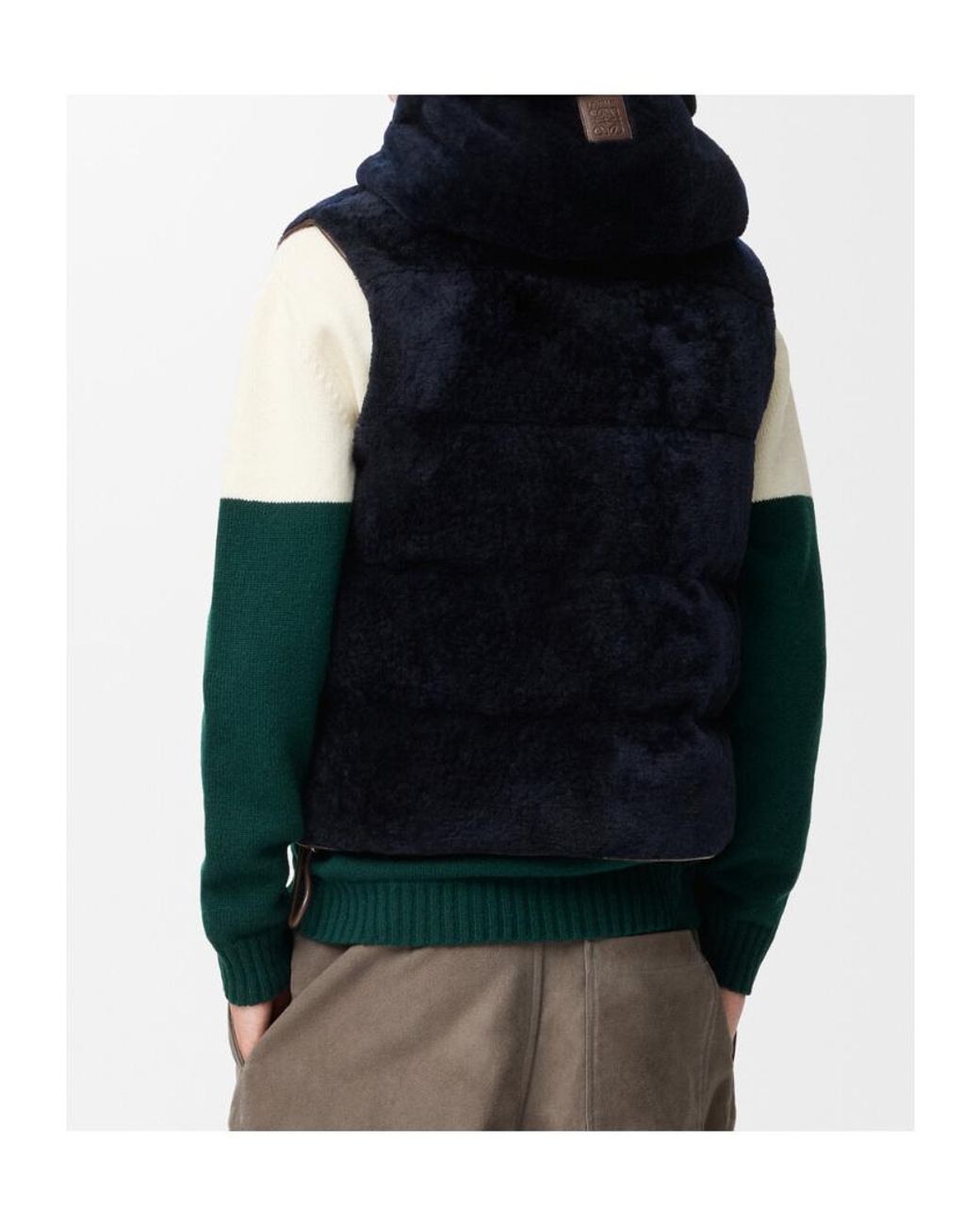 Loewe Black Drawstring Waist Shearling Waistcoat for men