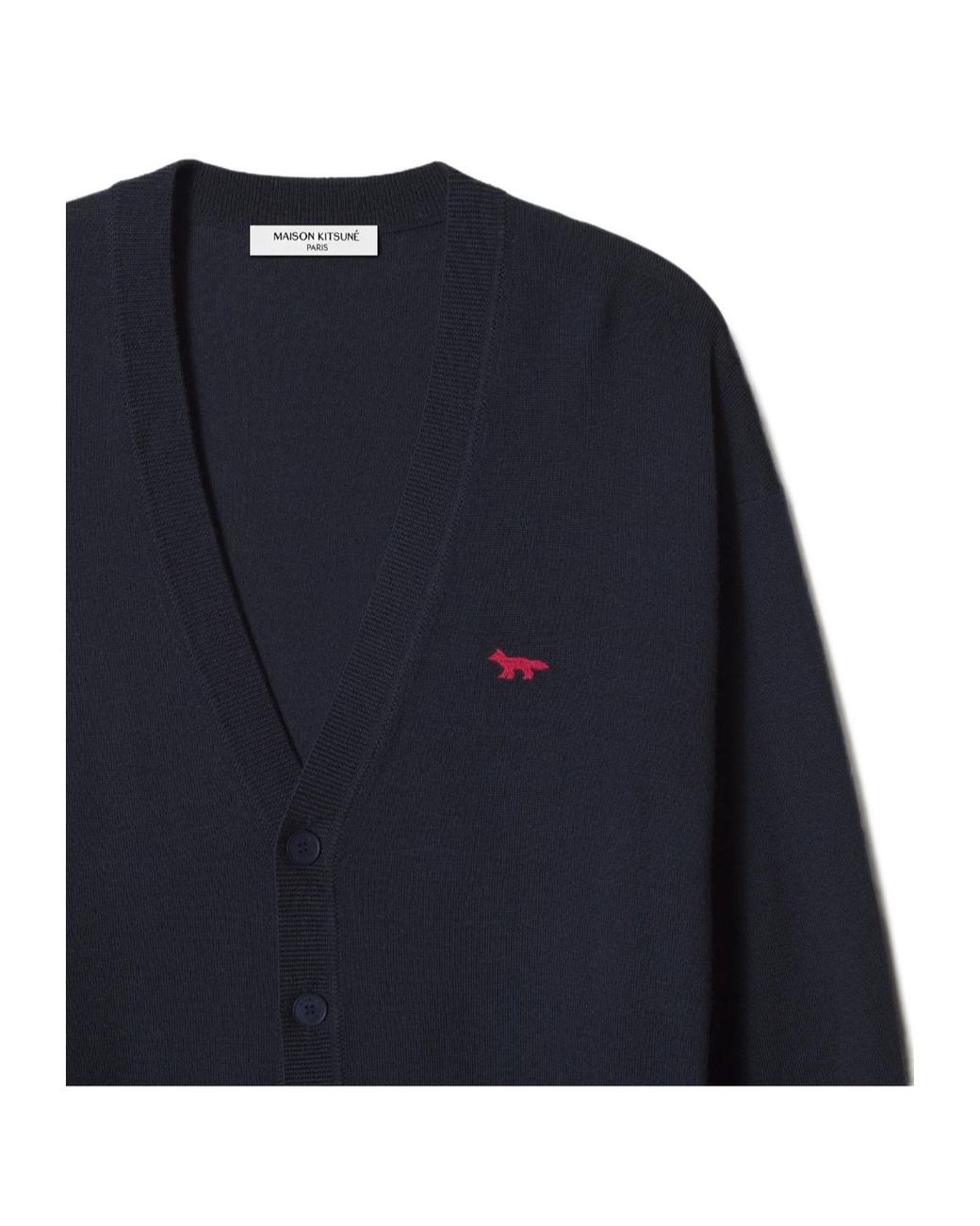 Maison Kitsuné Blue Maison Kitsuné Profile Fox V-Neck Cardigan for men