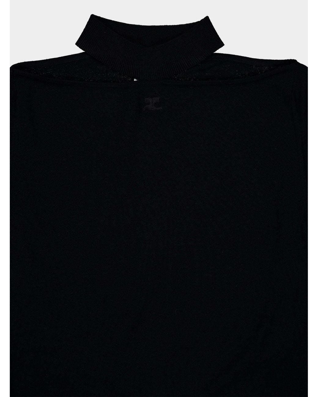 Courreges Black Cut-Out Merino Wool T-Shirt