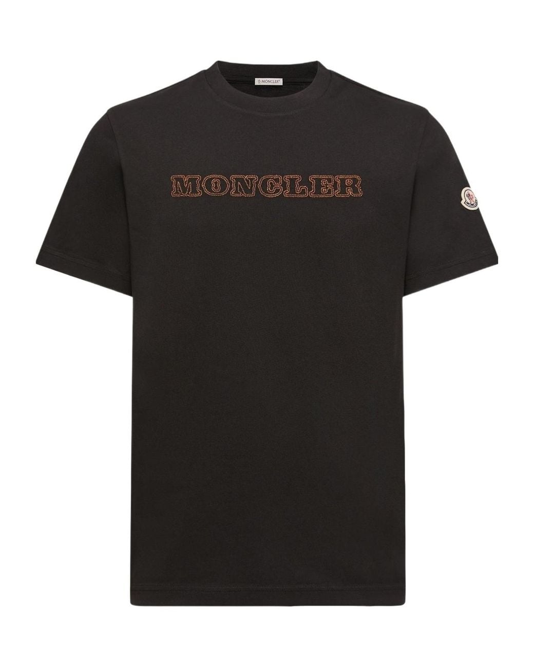 Moncler Black Embroidered Logo T-Shirt for men