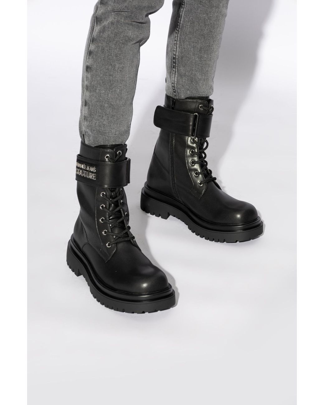 Versace Jeans Black Couture Drew Lace-Up Boots