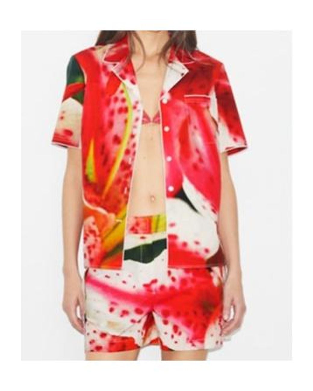 Tory Burch Red Floral-Print Shirt