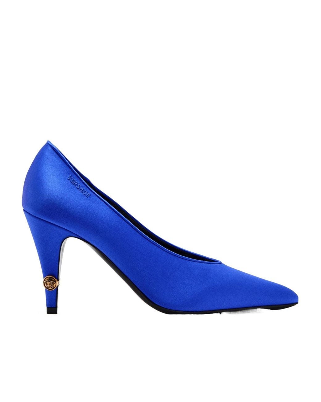 Versace Blue Satin Pointed-Toe Stiletto Heels