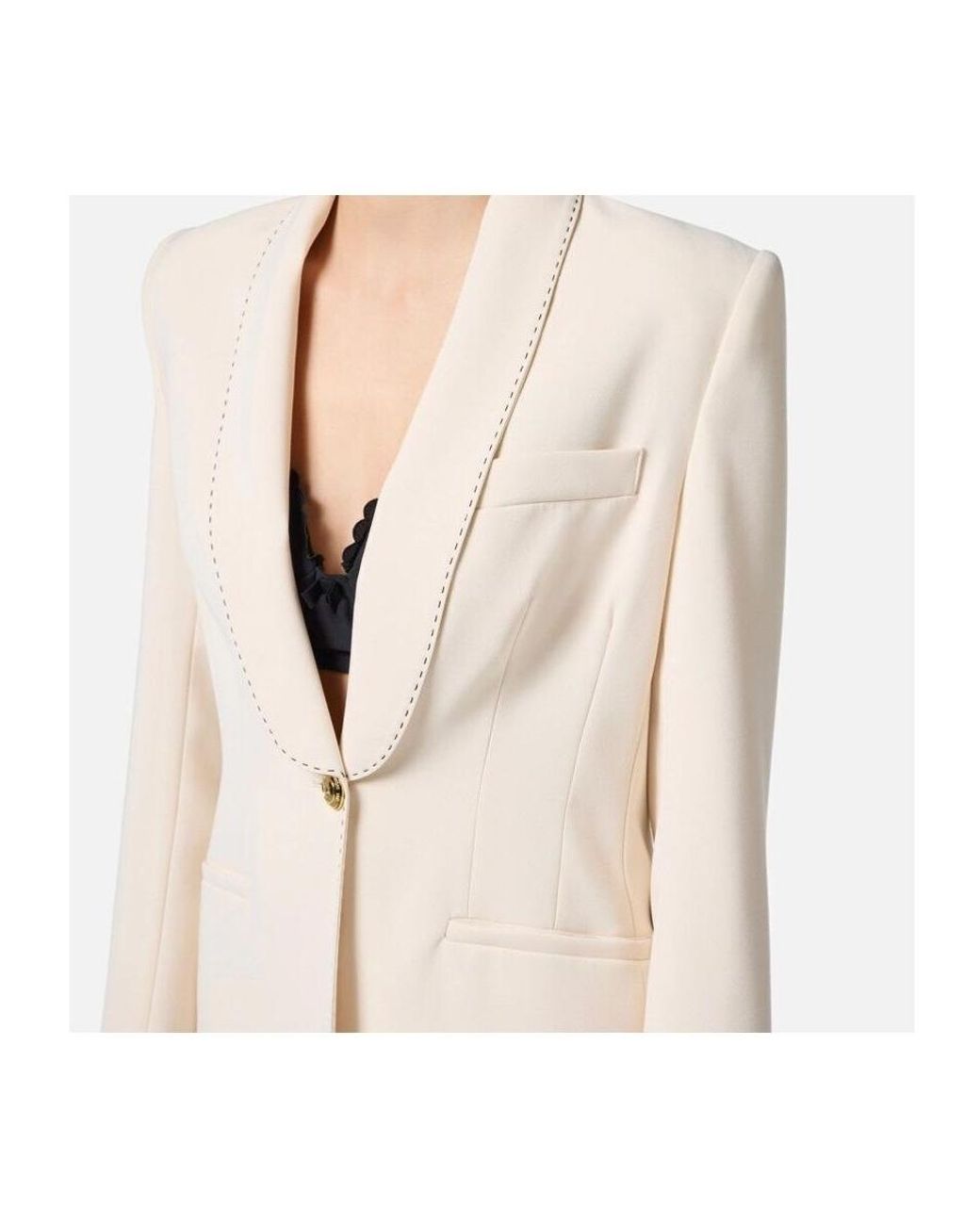 Elisabetta Franchi Natural Single-Breasted Tailored Blazer