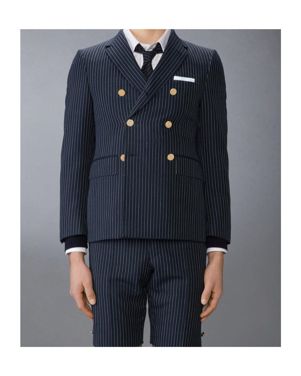 Thom Browne Blue Pinstripe Wool Blazer for men
