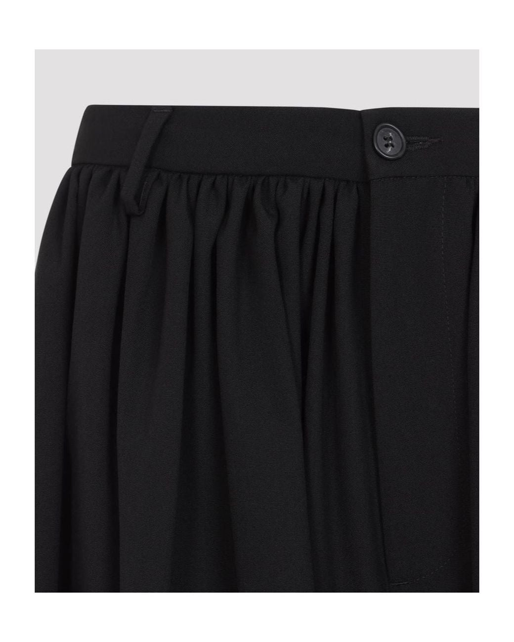 MM6 by Maison Margiela Black Gathered Wide Leg Shorts