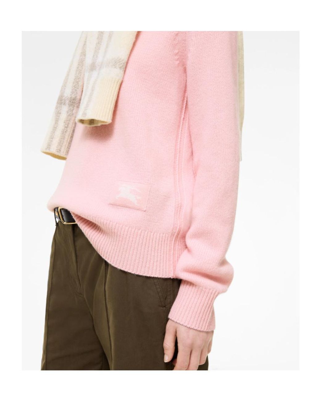 Burberry Pink Ekd Intarsia-Knit Crewneck Jumper