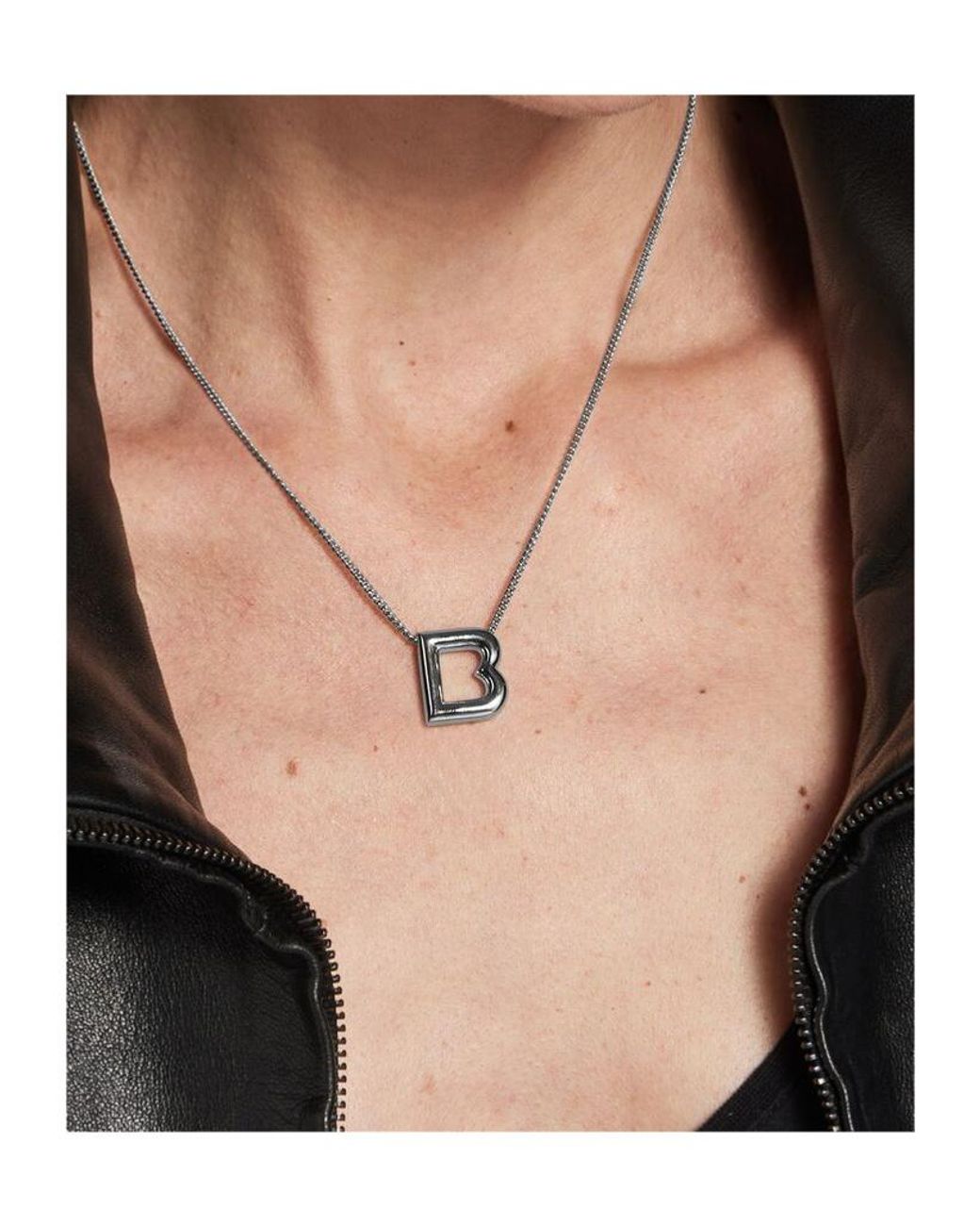 Balenciaga White B Necklace for men