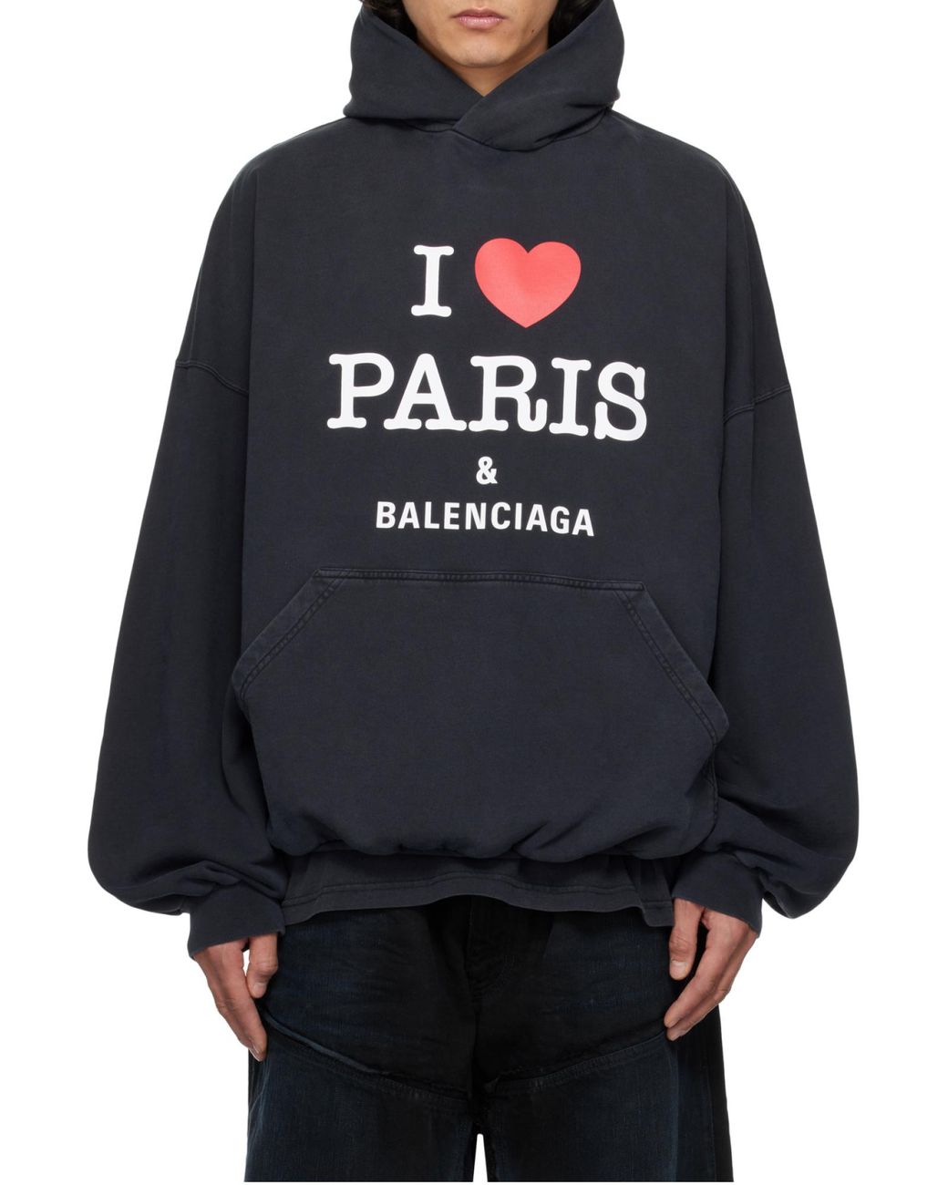 Balenciaga Blue Cotton Hooded Sweatshirt for men