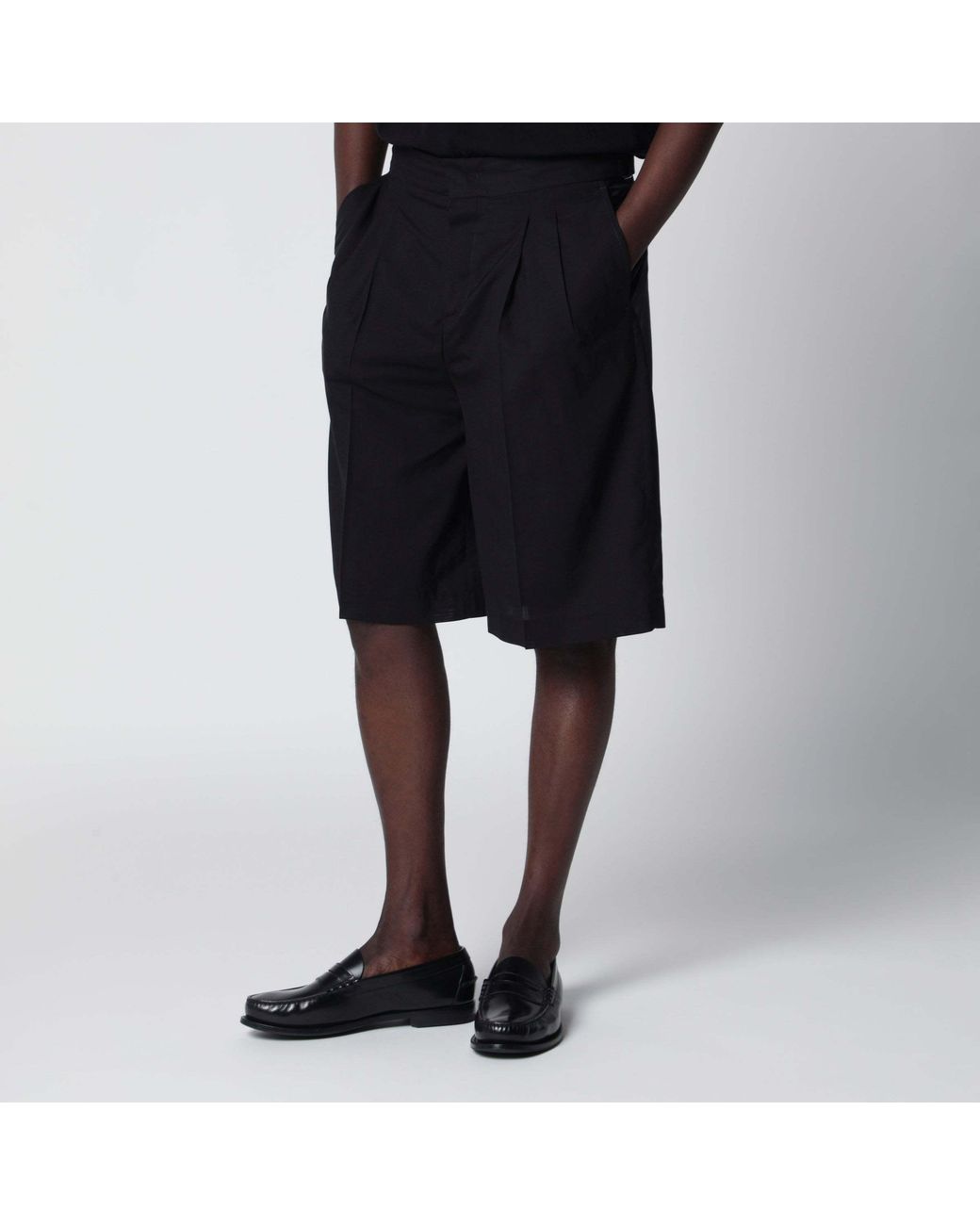 PT01 Black Pt Torino Pleated Bermuda Shorts for men