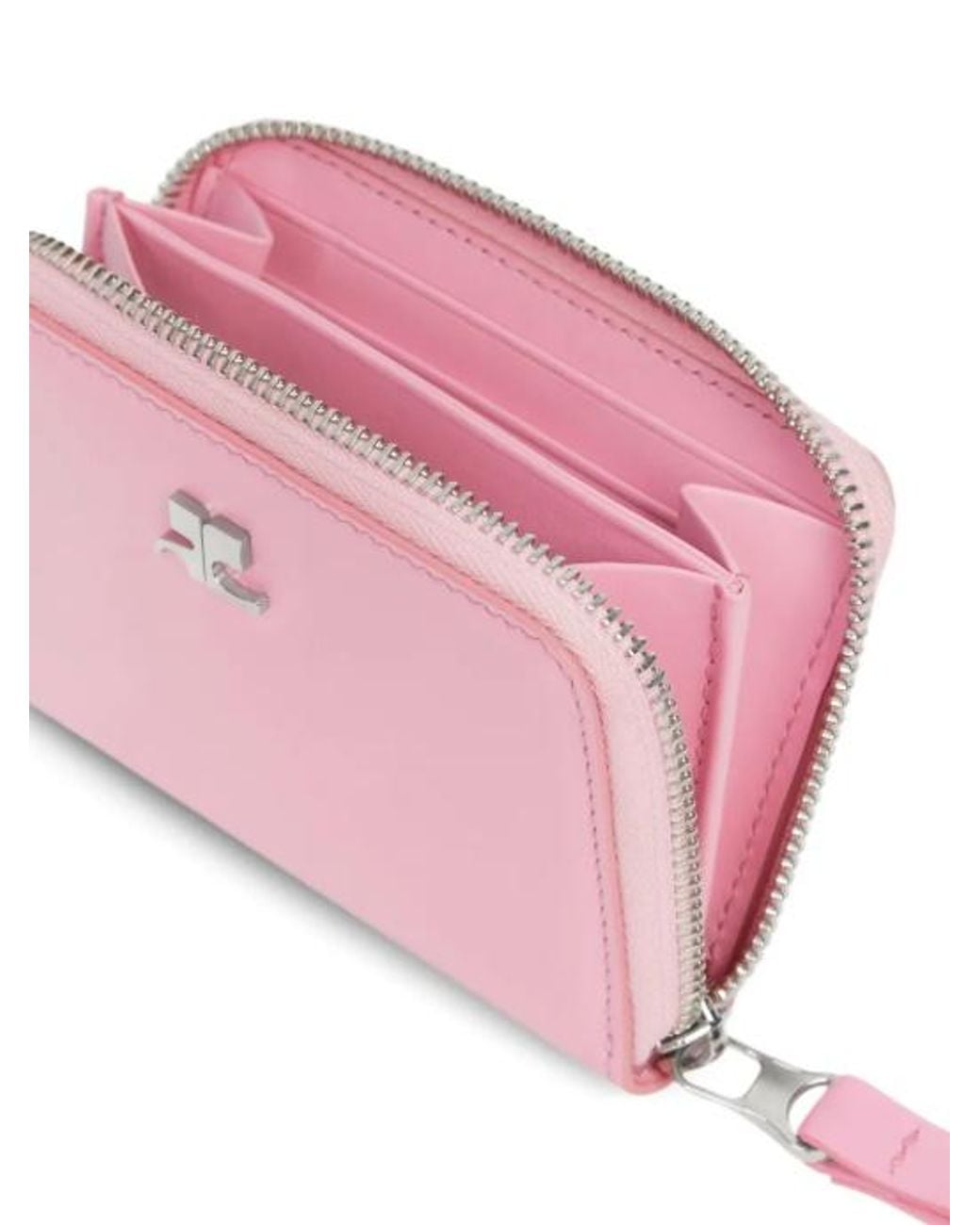 Courreges Pink Zipped Leather Compact Wallet for men