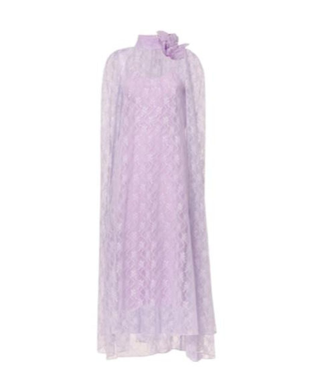 Rodarte Purple Caped Floral Lace Midi Dress