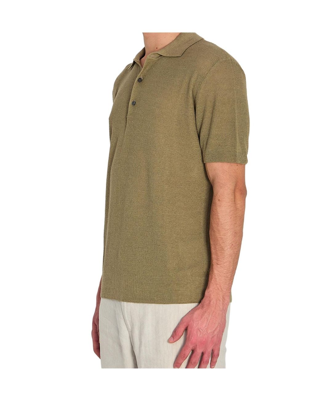 Barena Green Three-Button Knitted Polo Shirt for men