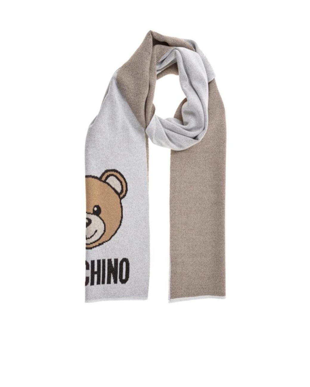 Moschino White Teddy Bear-Print Scarf